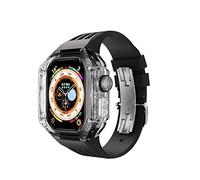 NHYHEHMR Custodia trasparente orologio fluororubber cinghia kit mod con fibbia in metallo , per banda ultra 8 kit di modifica da 49 mm Cannicchiere fluororubber