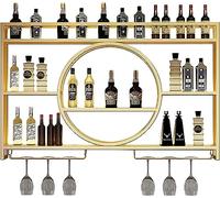 NHYHEHMR Display da vino montato in metallo industriale moderno moderno ripiani galleggianti rotondi in vetro in ferrovia per barre dei ristoranti per la casa