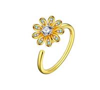 NHYHEHMR Dita di apertura dell'anello regolabile da donna - Anello di girasole in modo rotabile Gioielli ad anello del dito del fascino classico per unisex Girls Ladies Birthday Gift, come mostrato