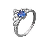 NHYHEHMR Donne Filigree Crown Ring Anello regolabile Stretto Stretto Blue Zirconia Gioielli a banda ad anello aperto per il regalo di Circolo del dito del matrimonio