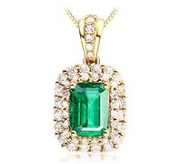 NHYHEHMR Elegante 925 collana di gioielli a forma geometrica smeraldo zircone gemstone ciondolo per donna regalo di gioielli per feste di nozze