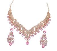 NHYHEHMR Elegante collana di gioielleria di strass per matrimoni e un insieme di orecchini per donne per feste e occasioni speciali splendidi compleanni matrimoni e vacanze