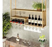 NHYHEHMR Eleganti ripiani del soffitto a soffitto tazze di vino appeso in metallo, bottiglie di vino appeso, bar mobile a mobile per le piastre di stocca