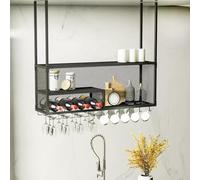 NHYHEHMR Eleganti ripiani del soffitto a soffitto tazze di vino appeso in metallo, bottiglie di vino appeso, bar mobile a mobile per le piastre di stocca