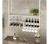 NHYHEHMR Eleganti ripiani del soffitto a soffitto tazze di vino appeso in metallo, bottiglie di vino appeso, bar mobile a mobile per le piastre di stocca