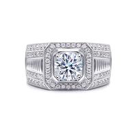NHYHEHMR Engagement and Wedding Band 2 Carat, White Hide Wide Moissanite Ring Band per uomini