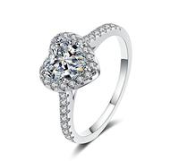 NHYHEHMR Engagement Rings for Women, Rings Women Elegant Halo Heart Moissanite/Cubic Zirconia Wedding Bands