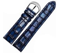 NHYHEHMR Fashion genuine leather watchband Clear personality crocodile texture strap bracelet Wrist watch band 18mm 20mm 22mm blue