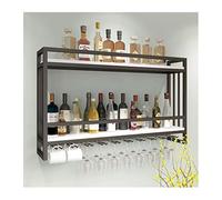 NHYHEHMR Ferro battuto Nordico, Porta in Legno Massiccio, Armadio per Vino Appeso a Parete, griglia per Vini da Parete Creativa, portaoggetti appesi, rastrelliere, Oro, 100 * 20 * 61 cm