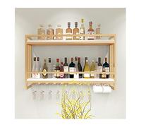 NHYHEHMR Ferro battuto Nordico, Porta in Legno Massiccio, Armadio per Vino Appeso a Parete, griglia per Vini da Parete Creativa, portaoggetti appesi, rastrelliere, Oro, 100 * 20 * 61 cm