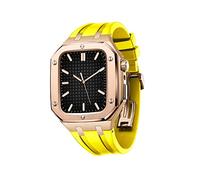 NHYHEHMR For IWatch Series 7/SE/6/5/4 Men Women Military Metal Case Silicone Strap Shockproof Bumper Business casual style watch Strap For Band 45mm 44mm