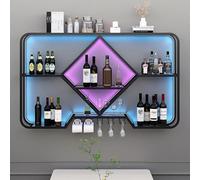 NHYHEHMR Giaccia di esposizioni da vino montato a parete con scaffale di stoccaggio multifunzionale per la casa e ristorante (Black 100x20x70cm)