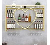 NHYHEHMR Graffi di bottiglie di vino in metallo con supporto per display in vetro e mensole Soluzione di stoccaggio montato a parete per appassionati di vino (140 cm/55 pollici di nero)