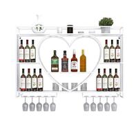 NHYHEHMR Graffi di bottiglie di vino in metallo con supporto per display in vetro e mensole Soluzione di stoccaggio montato a parete per appassionati di vino (140 cm/55 pollici di nero)