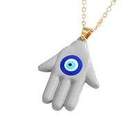 NHYHEHMR Hamsa Necklace For Women And Men, Multicolor Hamsa Hand Evil Eye Necklace Turkish Blue Eye Fatima Hand Sweater Chains, Mano De Fatima Con Ojo Turco
