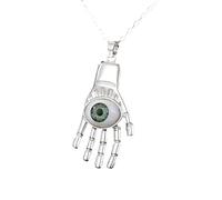NHYHEHMR Hamsa Necklace For Women And Men, Silver Multicolor Crystal Fatima Hand Hamsa Necklaces Vintage Turkey Fatima Hand Clavicle Chain, Mano De Fatima Con Ojo Turco