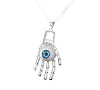 NHYHEHMR Hamsa Necklace For Women And Men, Silver Multicolor Crystal Fatima Hand Hamsa Necklaces Vintage Turkey Fatima Hand Clavicle Chain, Mano De Fatima Con Ojo Turco