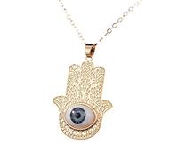 NHYHEHMR Hamsa Necklace For Women And Men, Silver Multicolor Crystal Fatima Hand Hamsa Necklaces Vintage Turkey Fatima Hand Clavicle Chain, Mano De Fatima Con Ojo Turco