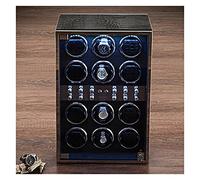 NHYHEHMR High End Watch Winder For 12 Watches With LED Lights Adjustable Watch Pillows Silent Motor In Wood Shell And Black Leather Fit Lady And Man Automatic Watch (Size : 12+0)