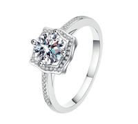 NHYHEHMR Jewelry for Women Rings,4 Prong Round with Moissanite/Cubic Zirconia Wedding Ring for Women