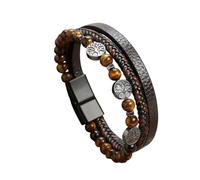 NHYHEHMR Jewelry New 2025 Arrival Beads Classic Fashion Tiger Eye Beaded Multi Layer Leather Bracelet Men Jewelry With For You Accessories Trendy Creative Gift Gift