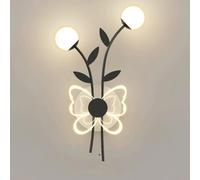 NHYHEHMR lamp Hallway LED Floral Sconce Black Modern Minimalist White Bow Bedroom Light Fixture Mid Century Green Flower Indoor Wall Mount Lamp for Balcony Living Room Aisle Staircase Bedside