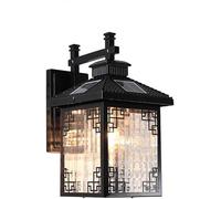 NHYHEHMR lamp Solar Powered Glass Mounted Lantern Light Fixture Bronze European Retro Waterproof Outdoor Sconce Vintage Victoria External Decor Garden Fence Wall Lamp for Porch Patio Garage House