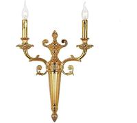 NHYHEHMR lamp Vintage Gold Sconce Candle Holder 2-lights Mid Century Industrial Brushed Brass Finish Mount Light Interior Antique Rustic Wall Lamp For Living Room Bedroom Farmhouse Hallway Bedside