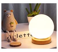 NHYHEHMR Lampade da scrivania E27 Mini sfera tavolo da tavolo quadrata tonalità in vetro e base in legno lampada da scrivania Protezione per occhio Lampada Night Light (B)
