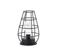 NHYHEHMR Lampade da tavolo per camera da letto Retro Metal Shade LED Creative Red Wine Glass Bottiglia Lampada Night Light Iron Filo Lampada Black Camera da letto Camera da letto (B)