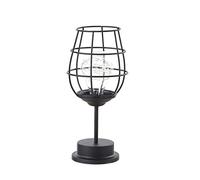 NHYHEHMR Lampade da tavolo per camera da letto Retro Metal Shade LED Creative Red Wine Glass Bottiglia Lampada Night Light Iron Filo Lampada Black Camera da letto Camera da letto (B)