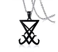 NHYHEHMR Lato demone dei gioielli satanici Lucifero sigillo sigillo simbolo della collana a sospensione in gioielli unisex black gothic satana pagano satana