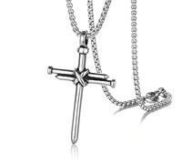 NHYHEHMR Men's Fashion Accessories Nails And Rope Cross Pendant Long Sweater Chain Punk Necklaces Hip Hop Rock Gift