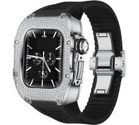 NHYHEHMR Metal And Diamond Watch Case+Rubber Watch Strap Mod Kit，For Series 8 7 6 5 4 SE，Luxury Delicate Sport Rubber Band Modification Kit，For iWatch 40mm 41mm