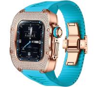 NHYHEHMR Metal And Diamond Watch Case+Rubber Watch Strap Mod Kit，For Series 8 7 6 5 4 SE，Luxury Delicate Sport Rubber Band Modification Kit，For iWatch 40mm 41mm