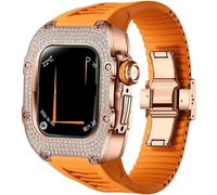 NHYHEHMR Metal And Diamond Watch Case+Rubber Watch Strap Mod Kit，For Series 8 7 6 5 4 SE，Luxury Delicate Sport Rubber Band Modification Kit，For iWatch 40mm 41mm
