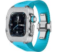 NHYHEHMR Metal And Diamond Watch Case+Rubber Watch Strap Mod Kit，For Series 8 7 6 5 4 SE，Luxury Delicate Sport Rubber Band Modification Kit，For iWatch 40mm 41mm