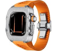 NHYHEHMR Metal And Diamond Watch Case+Rubber Watch Strap Mod Kit，For Series 8 7 6 5 4 SE，Luxury Delicate Sport Rubber Band Modification Kit，For iWatch 40mm 41mm