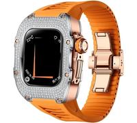 NHYHEHMR Metal And Diamond Watch Case+Rubber Watch Strap Mod Kit，For Series 8 7 6 5 4 SE，Luxury Delicate Sport Rubber Band Modification Kit，For iWatch 40mm 41mm