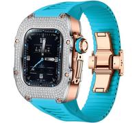 NHYHEHMR Metal And Diamond Watch Case+Rubber Watch Strap Mod Kit，For Series 8 7 6 5 4 SE，Luxury Delicate Sport Rubber Band Modification Kit，For iWatch 40mm 41mm