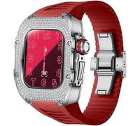 NHYHEHMR Metal And Diamond Watch Case+Rubber Watch Strap Mod Kit，For Series 8 7 6 5 4 SE，Luxury Delicate Sport Rubber Band Modification Kit，For iWatch 40mm 41mm