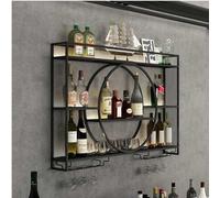 NHYHEHMR Moderna unità a barre a parete in metallo nero con schemi di vino multifunzionale in ferro elegante stampo e vetro di vetro per casa o ristorante (39 * 6 * 31in)