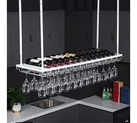 NHYHEHMR Moderno portabottiglie appeso a soffitto a soffitto per vino montato di vino bottiglia regolabile rack -down rack rastrello nero scaffale a parete nera portacapone 100x35 cm