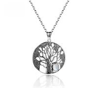 NHYHEHMR Natural Moonstone Life Tree Pendant Necklace For Women Fine 925 Jewelry Daily Life Birthday