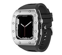 NHYHEHMR Nuovo cinturino in silicone in metallo da 45 mm di lussuoso set di modifiche MOD 44 mm per iWatch Series 8 7 SE 6 5 4 cinghia