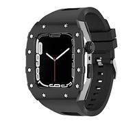 NHYHEHMR Nuovo cinturino in silicone in metallo da 45 mm di lussuoso set di modifiche MOD 44 mm per iWatch Series 8 7 SE 6 5 4 cinghia