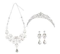 NHYHEHMR Orecchini per la collana di Luxury Bridal Accessory Set Crystal Crown per il fidanzamento del matrimonio