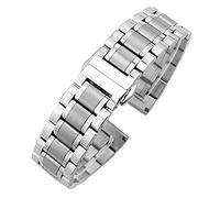 NHYHEHMR Orologi cinghia da 18 mm - bande di guardia in metallo da 24 mm Donne Silver Solid in acciaio inossidabile Accessori cinturini