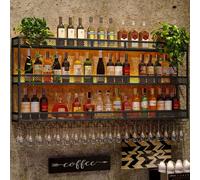 NHYHEHMR Piastra da vino montato a parete montata a 3 strati in metallo da vino con supporto in vetro e luce a LED, portabia