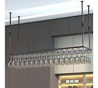 NHYHEHMR Piatto di vetro di vino appeso a soffitto per vino in metallo supporto per vino in vetro rastrellini a portata di appendiabiti.